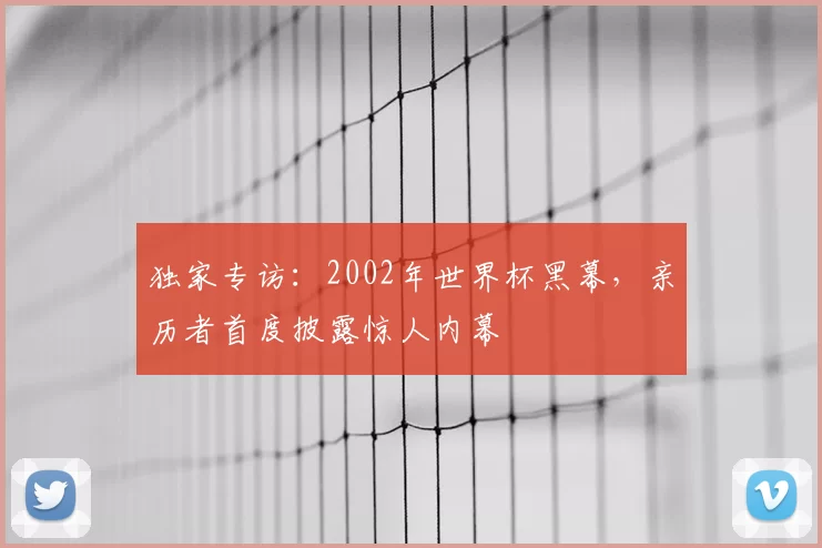 独家专访：2002年世界杯黑幕，亲历者首度披露惊人内幕